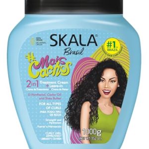 Skala Hair Cream: Mais Cachos 2-in-1 Conditioning Treatment for Hair Type 3ABC, 35.2oz, Blue