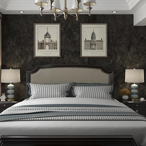 Western Wallpaper: Extra Wide Dark Brown Tan Grey Concrete Peel and Stick, Waterproof Vinyl for Bedroom and Gym Walls, 31"×1181"