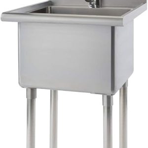 Outdoor Sink: TRINITY Basics Stainless Steel Freestanding Utility Sink with Chrome Faucet, NSF Certified for Garage, Laundry, and Kitchen Use