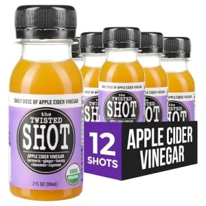 Twisted Shotz: Organic Apple Cider Vinegar Wellness Shots with Ginger, Turmeric, and Honey for Digestion and Immunity