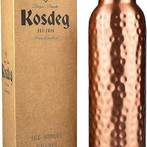 Copper Water Bottle: 34 Oz Hammered Ayurvedic Vessel for Health Benefits