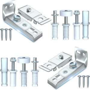 Bifold Door Hardware Repair Kit: 2-Pack Replacement Parts for Bi-Fold Sliding Closet Doors with Top & Bottom Bracket, 3/8″ Pivot, 7/8″ Guide Wheel for Folding Pocket Door Accordion