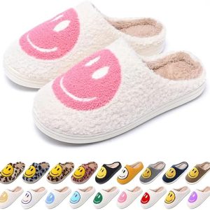 Smiley Face Slippers: Comfy Retro Preppy Plush Slip-On House Slippers for Men and Women
