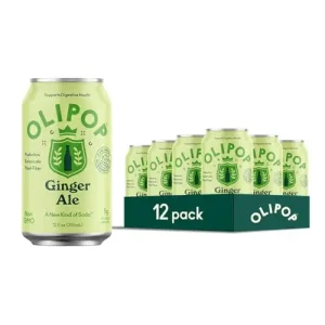Does Ginger Ale Have Caffeine? OLIPOP Prebiotic Soda Pop – Ginger Ale Pantry Pack with Fiber, Botanicals, Gluten-Free, Vegan, GMO-Free (12 Cans, 12oz Each)
