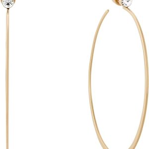 RCA Connector to RCA: Michael Kors Gold Stainless Steel Whisper Hoop Earrings with Cubic Zirconia for Women (Model: MKJ5999710)