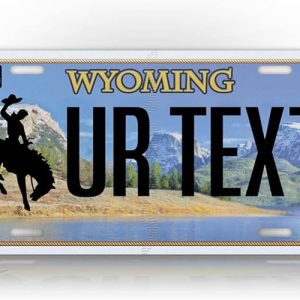 Wyoming License Plate: Custom Personalized Metal Auto Tag with Any Text for Explore WY