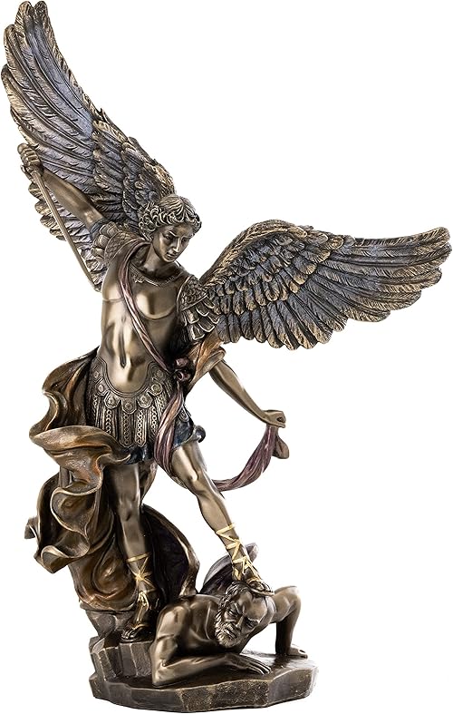 Archangel Michael Statue: Top Collection of St. Michael Defeating Lucifer in Premium Cold-Cast Bronze - 14.5-Inch Collectible Angel Figurine 2 Archangel Michael Statue: Top Collection of St. Michael Defeating Lucifer in Premium Cold-Cast Bronze - 14.5-Inch Collectible Angel Figurine