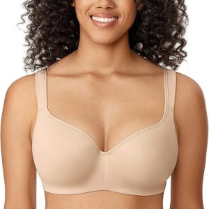 F Cup Delimira Women’s Balconette Bra: Plus Size Full Coverage Seamless Underwire with Back Smoothing