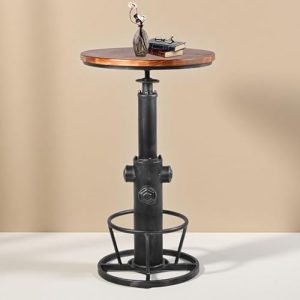 Counter Height Dining Table: Adjustable Industrial Bistro Bar Table 38.6-44.4 Inches for Kitchen, Dining Room, and Office