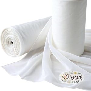 Sheer Fabric Voile Draping Panels by New Star Fabrics: 120-Inch Wide (10ft) for Wedding Decor & Special Events – Available by the Yard (White, 50 Yards）