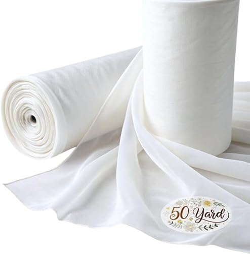 Sheer Fabric Voile Draping Panels by New Star Fabrics: 120-Inch Wide (10ft) for Wedding Decor & Special Events - Available by the Yard (White, 50 Yards) 2 Sheer Fabric Voile Draping Panels by New Star Fabrics: 120-Inch Wide (10ft) for Wedding Decor & Special Events - Available by the Yard (White, 50 Yards)