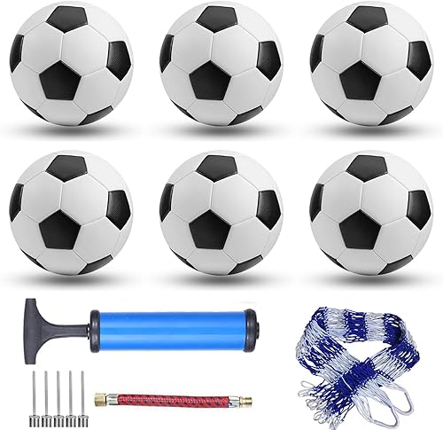 Size 4 Soccer Ball Pack: 6 Classic Soccer Balls with Pump and Net Bag for Kids and Adults, Ideal for Training and Competition