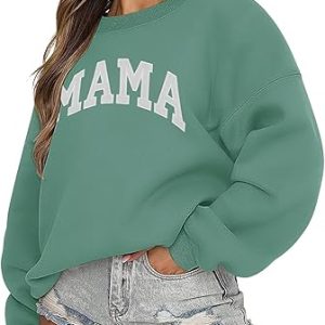 Mama Sweatshirt: LOMON Women’s Casual Oversized Crewneck Fleece Pullover Hoodie