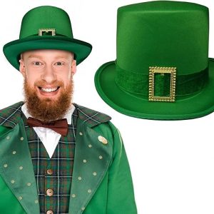 Leprechaun Hat: Nicky Bigs Novelties Green Top Hat with Gold Buckle for St. Patrick’s Day Costume Party
