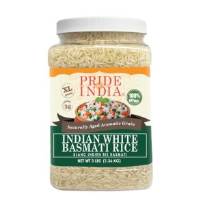 Prince Rice: Pride of India Extra Long Indian Basmati Rice, Naturally Aged Aromatic Grain in 3 lbs Jar