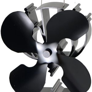 Wood Stove Fan: VODA 4-Blade Heat Powered Fan for Wood Burners and Fireplaces – Increases Warm Air Output by 80% Compared to 2-Blade Fans