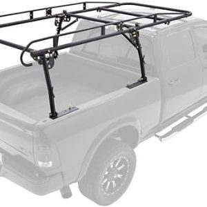Ladder Rack for Truck: Adjustable Powder-Coated Steel Over-Cab Rack for Trucks Up to 75″ W – 1,500 lbs Weight Capacity, Fits Most Makes and Models
