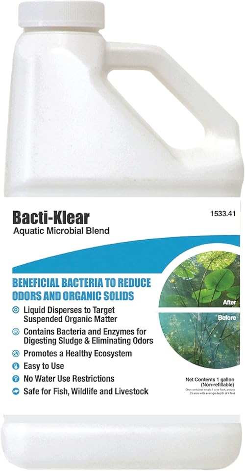 Bacti: Bacticlear 1 Gallon Biological Pond Treatment – Liquid Microbial Blend for Muck, Sludge, and Odor Removal, Safe for Fish and Pets