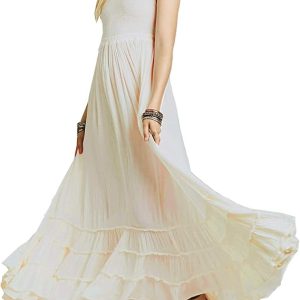 VERGOODR Women’s Cotton Boho Beach Dress – Sexy Sleeveless Backless Long Bohemian Style