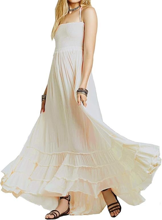 VERGOODR Women's Cotton Boho Beach Dress - Sexy Sleeveless Backless Long Bohemian Style 2 VERGOODR Women's Cotton Boho Beach Dress - Sexy Sleeveless Backless Long Bohemian Style