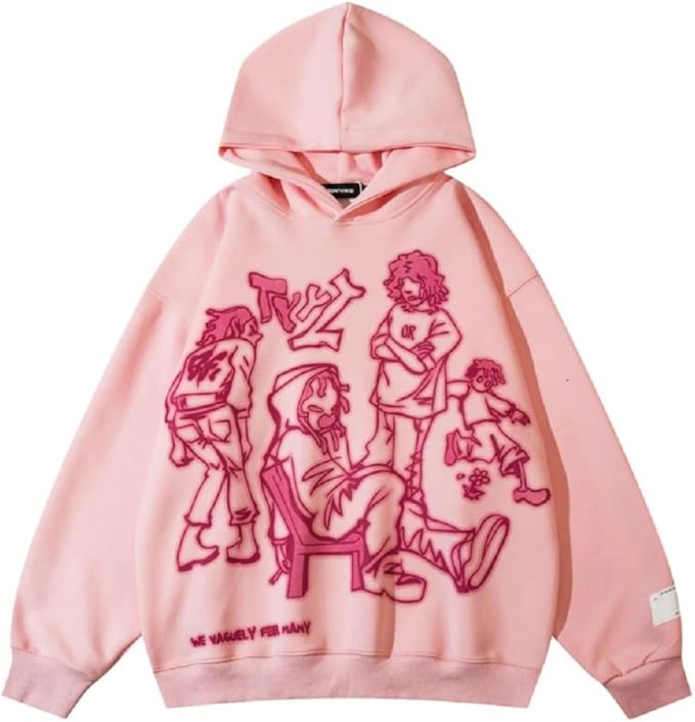 Tapestry Hoodie: COOLMONAR Men's Cartoon Graphic Pullover - Streetwear Hooded Sweatshirt for Hip Hop Fashion Y2K, Unisex Style