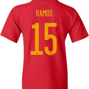 Sergio Ramos Jersey Style Youth T-Shirt – Spain #15 Euro 2020 Soccer Replica