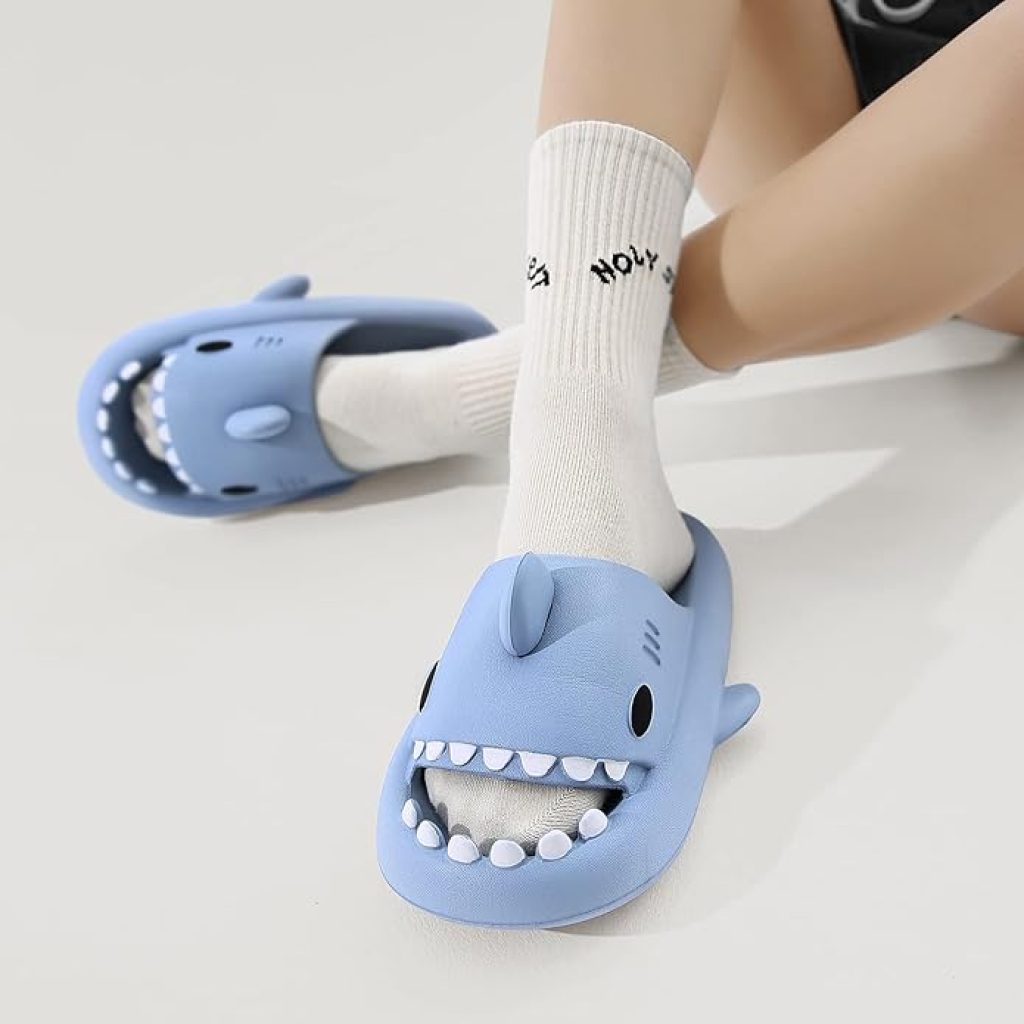Sharkies Cloud Slippers - Men's and Women's Summer Shark Slides, Open Toe Sandals with Anti-Slip Design for Beach, Pool, and Shower, Featuring Cushioned Thick Sole
