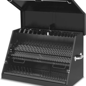 Montezuma Tool Box: LA400B 30-Inch Portable TRIANGLE Toolbox with Multi-Tier Design, 16-Gauge Construction, Weather-Resistant Features, and Locking System for SAE and Metric Tools
