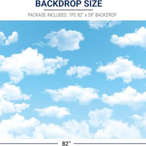 Cloud Wallpaper Backdrop – Allenjoy 7x5ft Vinyl Blue Sky & White Clouds, Perfect for Newborn, Kids, Spring, Aviator Birthday Parties, Baby Showers, and World Travel Themes