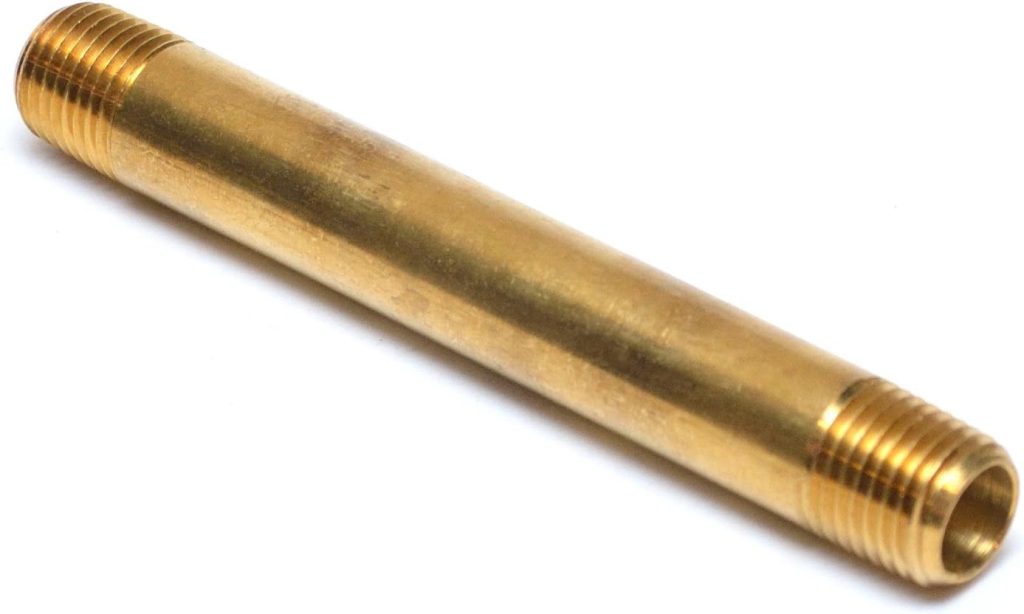 Long Nipple Brass Pipe Fitting - 1/4" Male NPT MPT MIP, 4" for Fuel, Air, Water, Boat, Gas, Oil WOG Applications