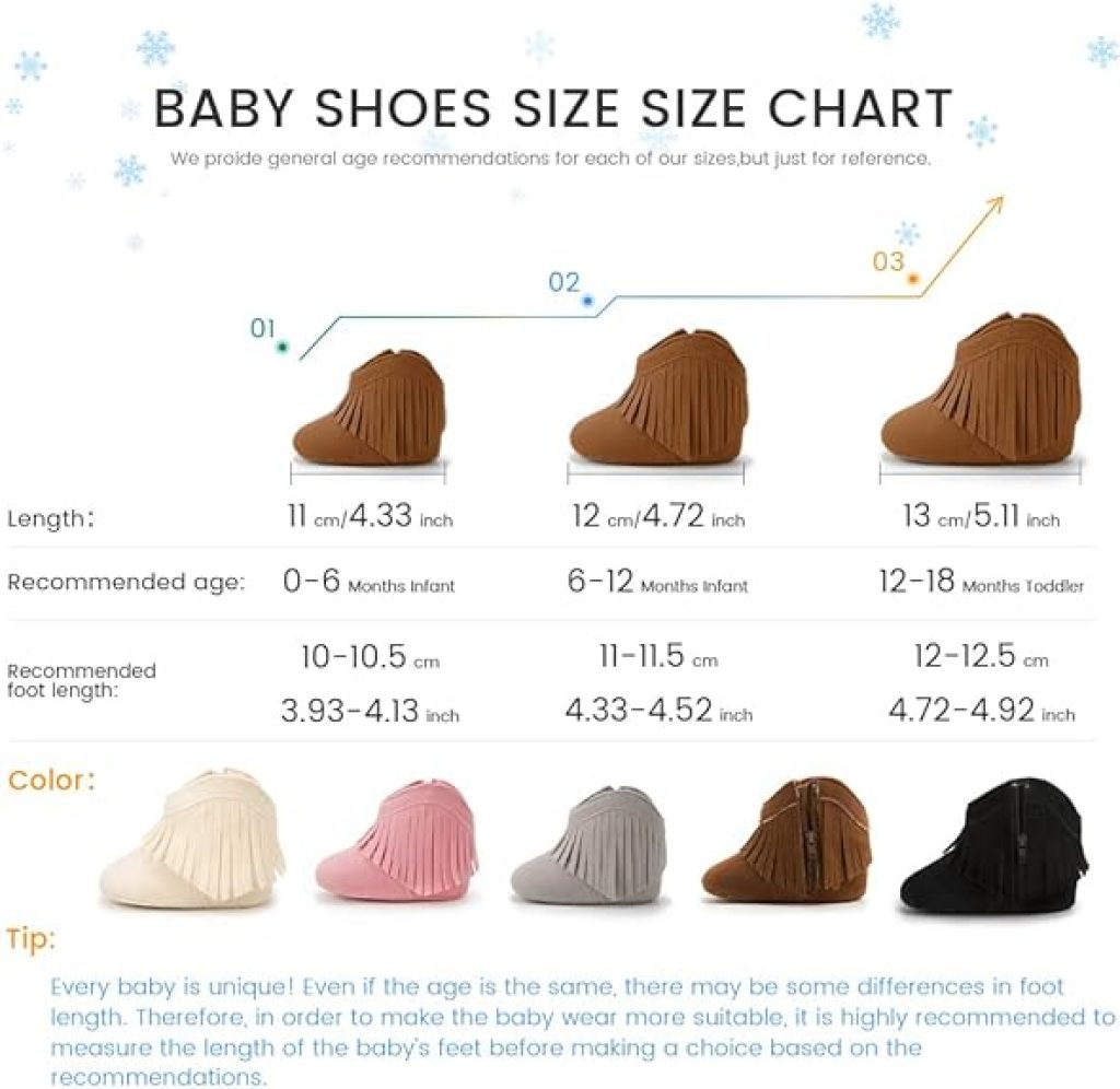 Baby Cowboy Boots: Meckior Baby Girls' Soft Bottom Moccasins with Tassels and Side Zipper – Non-Slip Toddler Footwear