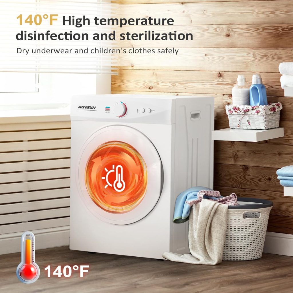 RV Washer Dryer Combo: ROVSUN 1.8 Cu.Ft Portable Clothes Dryer, Compact Front Load Laundry Machine with Stainless Steel Tub for Home, Apartment, and Dorm (Classic Knob Control)