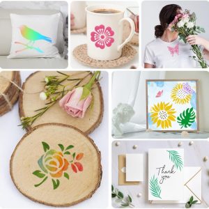 Flower Stencil Set – 50 Reusable Designs for Painting on Wood, Rocks, Canvas, Fabric, Glass, and Pottery, 4×4 Inch