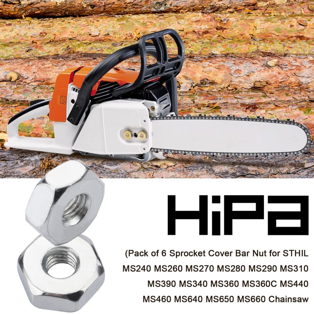 STIHL Chainsaw Parts - Hipa Sprocket Cover Bar Nut for MS Series (MS240, MS260, MS270, MS280, MS290, MS310, MS390, MS340, MS360, MS360C, MS440, MS460, MS640, MS650, MS660, MS170, MS170C) - Pack of 6