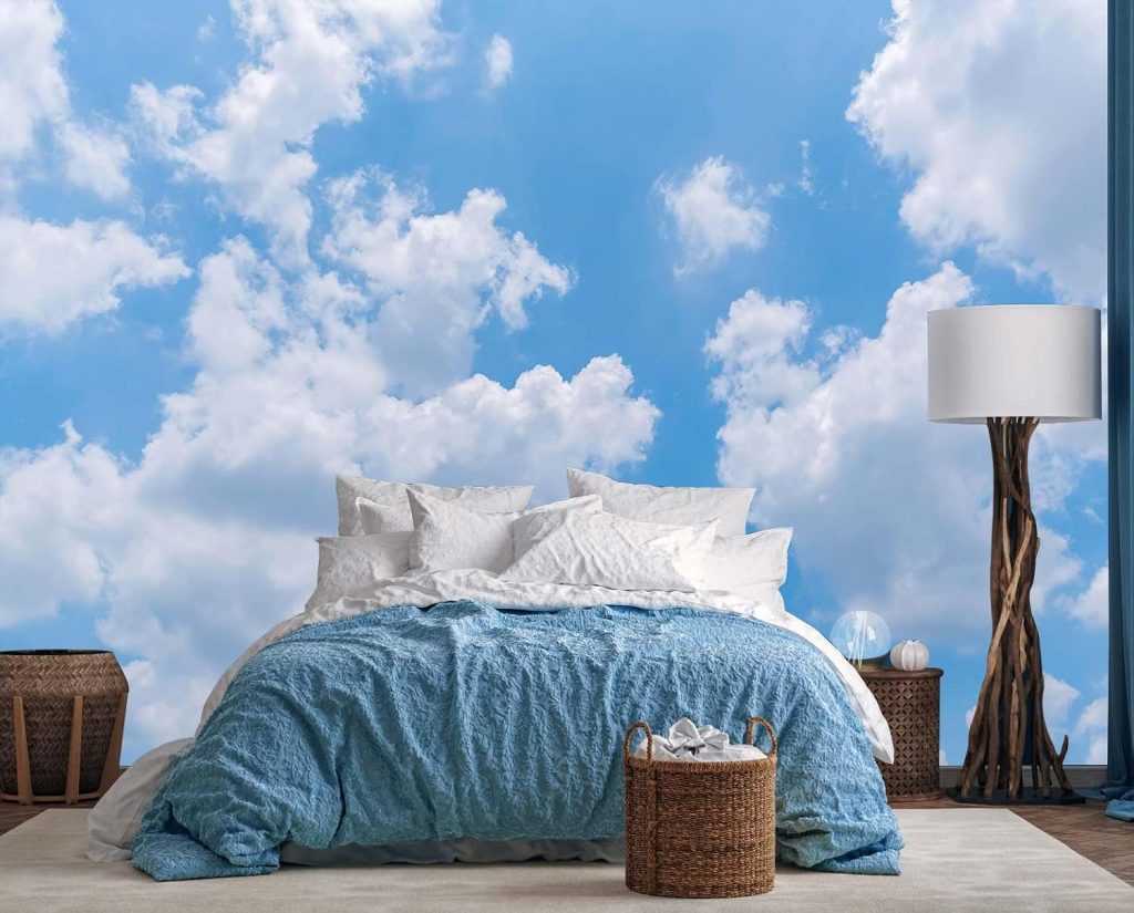 Cloud Wallpaper Tropical Forest Mural :Palm Trees for Bedroom & Living Room Decor (Non-Self-Adhesive) 2 Cloud Wallpaper Tropical Forest Mural :Palm Trees for Bedroom & Living Room Decor (Non-Self-Adhesive)