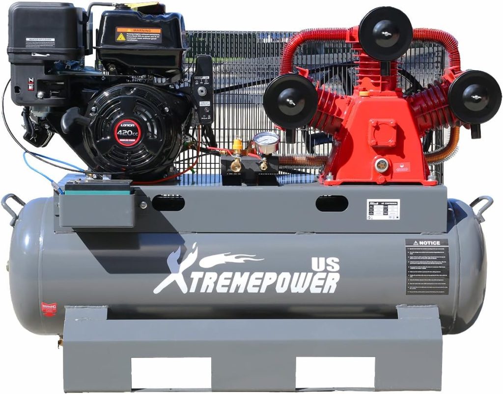XtremepowerUS 13.0HP Air Compressor Tank 30 Gallon Gas-Powered Service Truck Horizontal Compressor Tank for Workshop, Construction Sites, Machinery