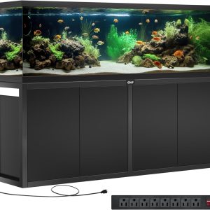 150 Gallon Aquarium Stand – GDLF Heavy Duty Metal Fish Tank Stand with Power Outlet and Cabinet for Filters and Accessories, 72.8″ L x 18.9″ W, 2200 lbs Capacity