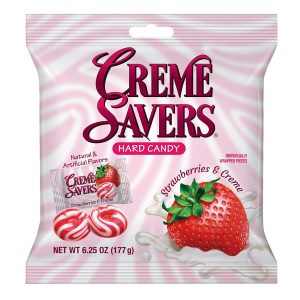 Strawberry Hard Candy: Creme Savers Strawberries and Creme – Enjoy the Fresh Taste of Strawberries Swirled in Rich Cream | Iconic Classic Candy, 6.25oz Bag