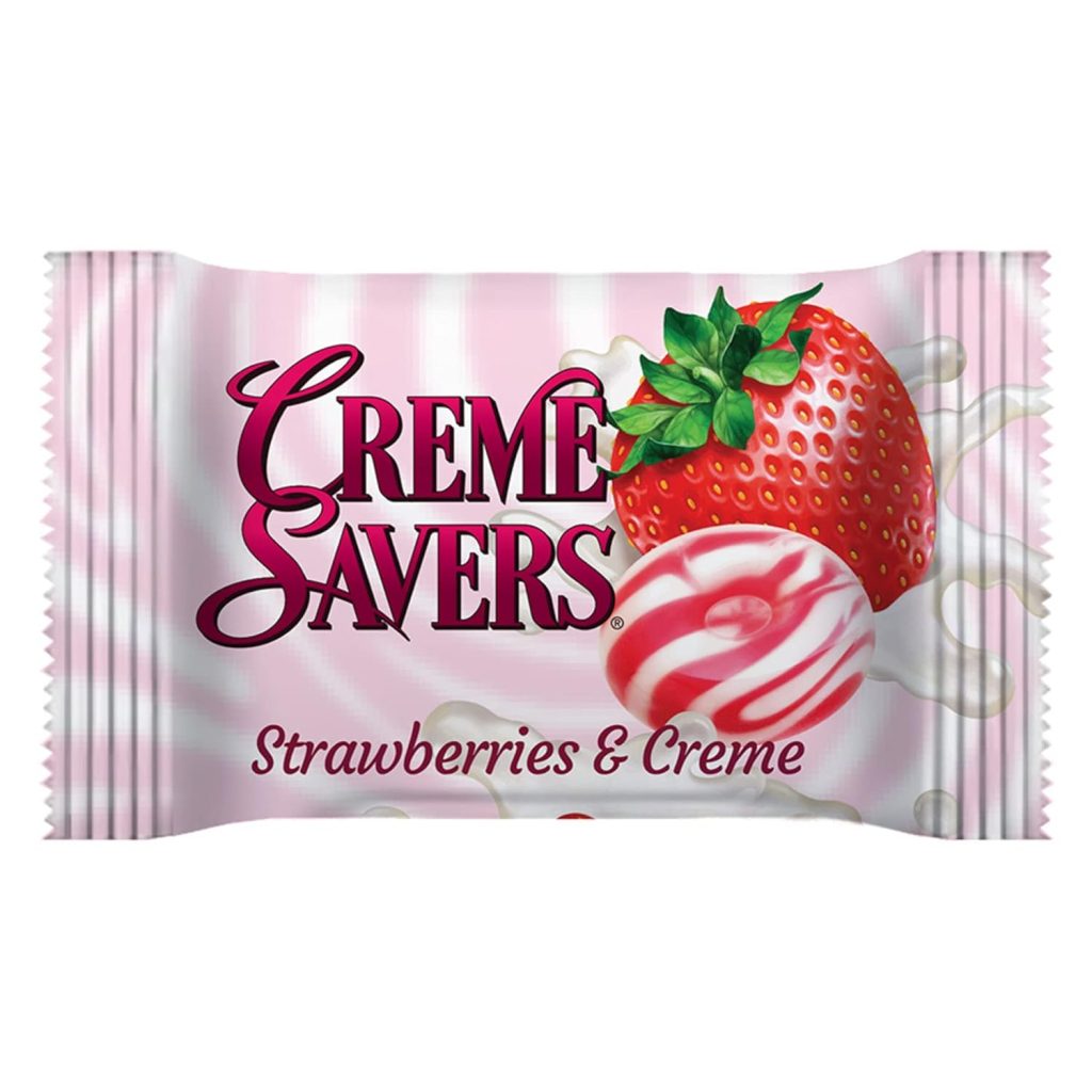 Strawberry Hard Candy: Creme Savers Strawberries and Creme – Enjoy the Fresh Taste of Strawberries Swirled in Rich Cream | Iconic Classic Candy, 6.25oz Bag
