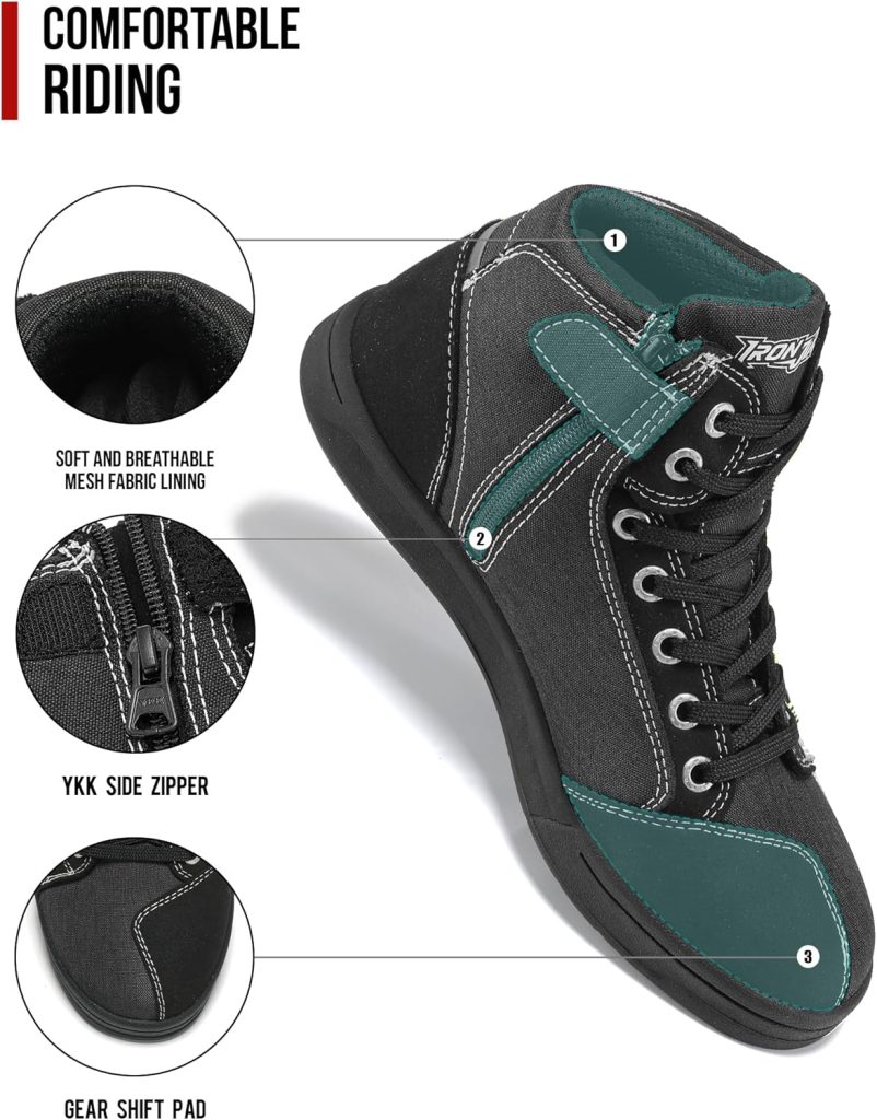 Street Rider Shoes: IRON JIA's Breathable Motorcycle Shoes for Men – Casual, Protective, and Anti-Slip Footwear in Black, Size 11