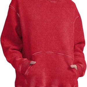 Tapestry Hoodie: FAIABLE Women’s Oversized Acid Wash Sweatshirt – Unisex Heavyweight Cotton Fleece Vintage Hoodie for Men and Women