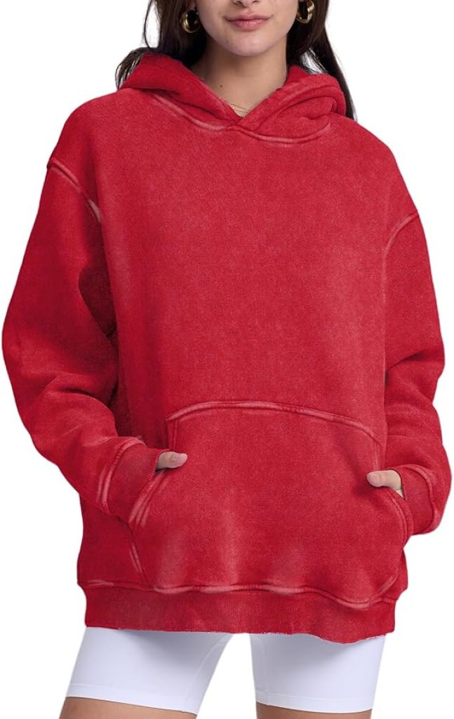 Tapestry Hoodie: FAIABLE Women's Oversized Acid Wash Sweatshirt - Unisex Heavyweight Cotton Fleece Vintage Hoodie for Men and Women