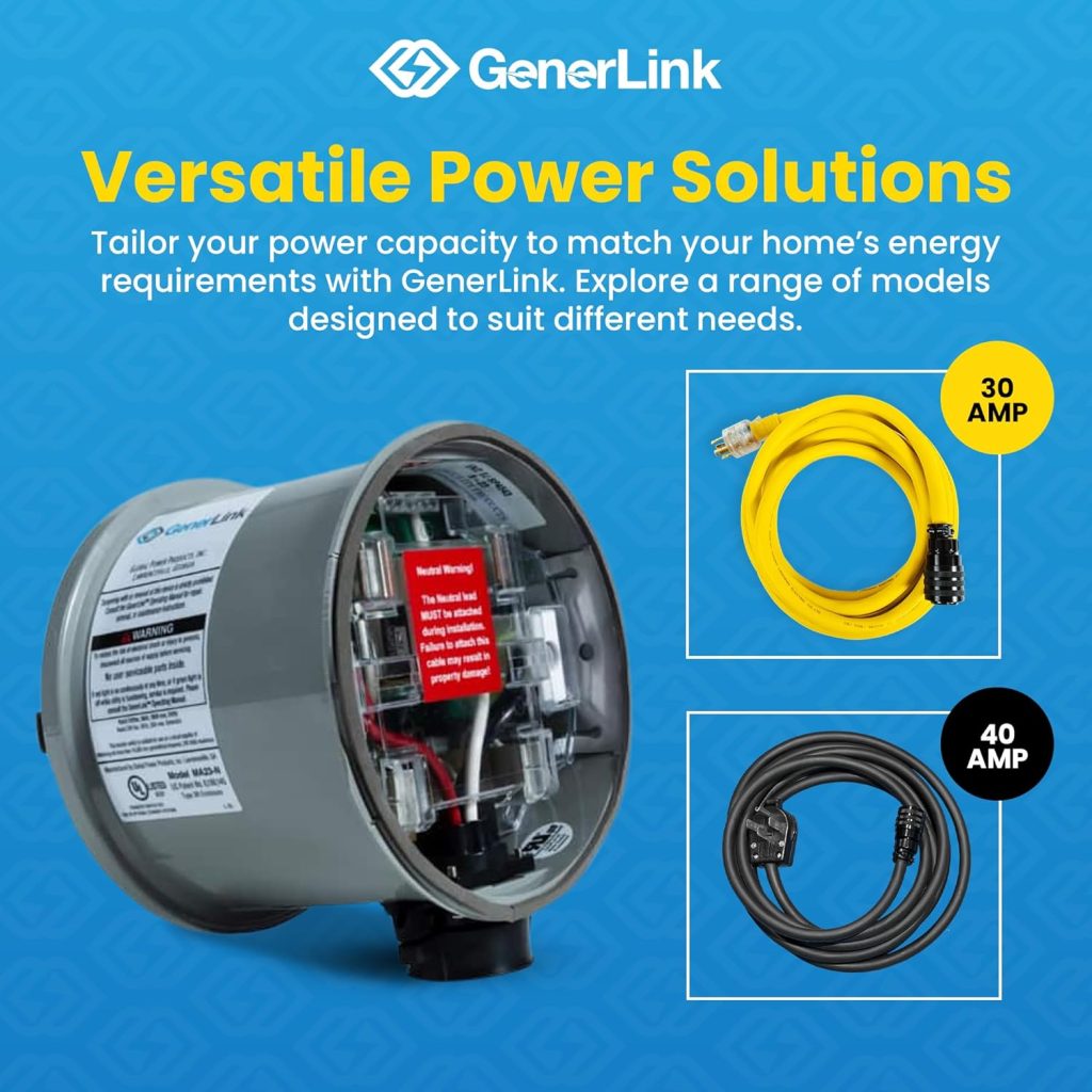 GenerLink Automatic Transfer Switch with Surge Protection - Home Generator Solution, Meter Mounted for Portable Generators - 30AMP, Quick Outdoor Installation 3 GenerLink Automatic Transfer Switch with Surge Protection - Home Generator Solution, Meter Mounted for Portable Generators - 30AMP, Quick Outdoor Installation