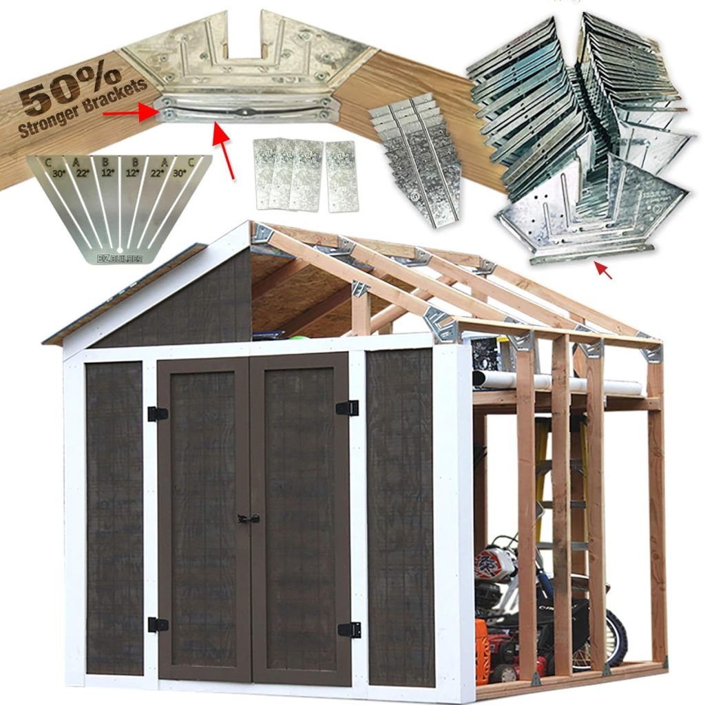 Tiny House Shed Kit - EZBUILDER Structurally Strong Truss Design for 6in - 14in Widths, Build Storage Barn, Garage, or Playhouse with Easy Framing Kit, Wood Not Included