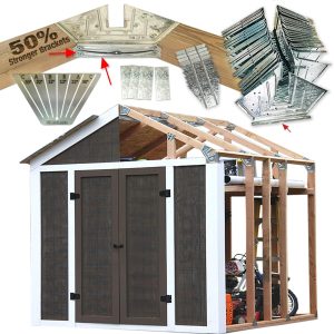 Tiny House Shed Kit – EZBUILDER Structurally Strong Truss Design for 6in – 14in Widths, Build Storage Barn, Garage, or Playhouse with Easy Framing Kit, Wood Not Included