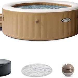 Salt Water Hot Tub: INTEX 28427EH PureSpa Bubble Massage Spa Set – Inflatable Portable Spa for 6 People with Energy Efficient Cover