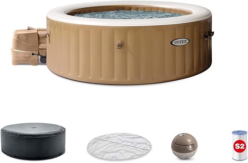 Salt Water Hot Tub: INTEX 28427EH PureSpa Bubble Massage Spa Set – Inflatable Portable Spa for 6 People with Energy Efficient Cover