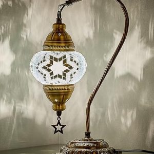 Turkish Lamp: DEMMEX Handcrafted Moroccan Mosaic Table Lamp – Colorful Tiffany-Style