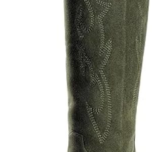 Botas Vaqueras para Mujer: iiimmu Knee High Cowgirl Boots with Pointed Toe, Block Heel, and Embroidery in Suede and Faux Leather