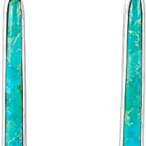 Turquoise Earrings: Genuine Gemstones Set in 925 Sterling Silver for Elegant Style